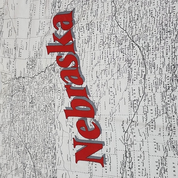 VINTAGE NEBRASKA ALL-OVER STATE MAP CREW-NECK GRAPHIC TEE-SHIRT UNISEX LARGE - Picture 2 of 14